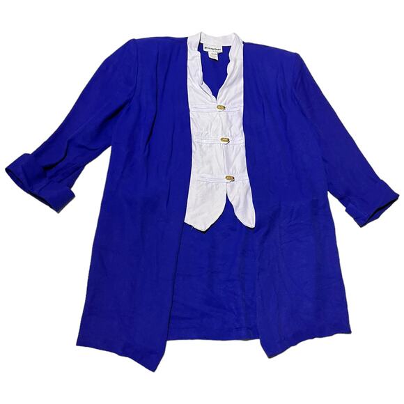 Perceptions by Irene B. Vintage 90s Oversized Blue Blazer Blouse - Size 8 - Picture 7 of 13
